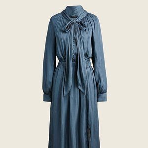 NTW J. Crew Featherweight satin tie-neck Midi Dress // Sz 3x // 039